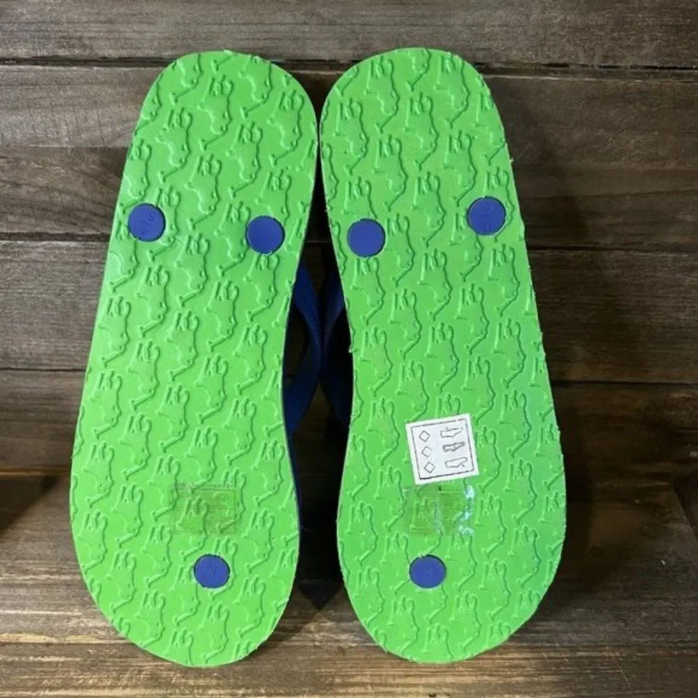 Childrens Big Kids Polo Ralph Lauren Blue Thong Sandals Flip Flops Size 4 Y‎ EUC
